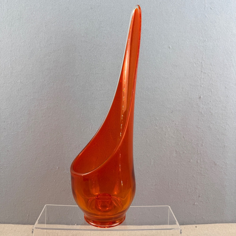 Viking Glass Persimmon Orange Taperglow Candle Holder Epic‎ Series 14.5" MCM
